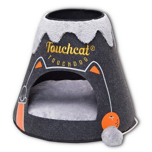Touchcat  Molten Lava Designer Triangular Cat Pet Kitty Bed House With Toy - 1 of 2