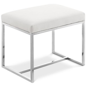 Meridian Furniture,Monroe Chrome Ottoman / Stool - 1 of 3