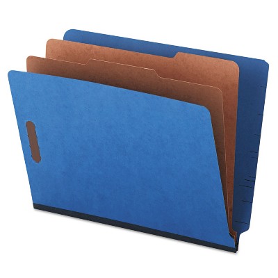 UNIVERSAL Pressboard End Tab Classification Folders Letter Six-Section Blue 10/Box 10318