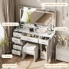 Vanity Desk with Large Mirror and Lights, Makeup Vanity with Power Outlet, 7 Drawers & Cushioned Stool, 3 Lighting Color Adjustable - 3 of 4