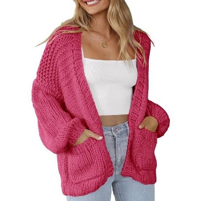 Womens Sweater Cardigan Open Front Pocket Cardigan Knit Sweater Tops