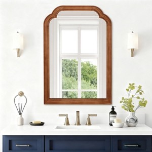 KTMBDW Solid Wood Framed Vanity Rounded Corner Bathroom Mirrors for Over Sink Wall, 30x20 Inch Large Mirror, for Restroom - 1 of 4