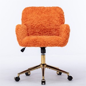 COWLOWN Office Chair, Adjustable Swivel Chair with Golden Base, 40° Recline & Plush Seat - 1 of 4