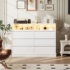 Dresser for Bedroom, 6 Drawer with LED Lights and Charging Station, Wide Chest of 6 Drawers with Open Space, Modern Large Capacity Storage Cabinet - 4 of 4