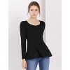 INSPIRE CHIC Women's Long Sleeve Scoop Neck Casual Peplum Shirt - 2 of 4