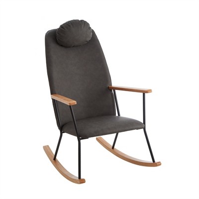 OUTSUPPLY Accent Chairs with Adjustable Headrest Pillow, Modern Rocking Chairs, Comfy Side Chair for Nursery, Bedroom, Living Room