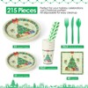 200 Pc Christmas Party Supplies, Funny Tableware Sets: Dinner Plates,Dessert Plates,Napkins,Cups,Spoons,Forks,Knives,Straws for 25 Guests,Party Decor - 4 of 4