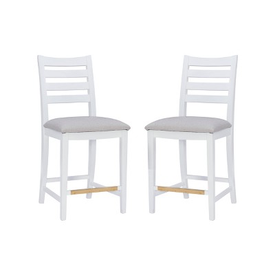 Set of 2 Flynn Counter Height Barstools Upholstered White - Linon