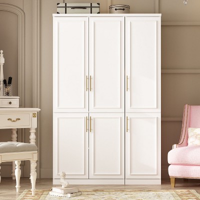 FUFU&GAGA Freestanding Combination Sculptural Look Wardrobe Armoire White