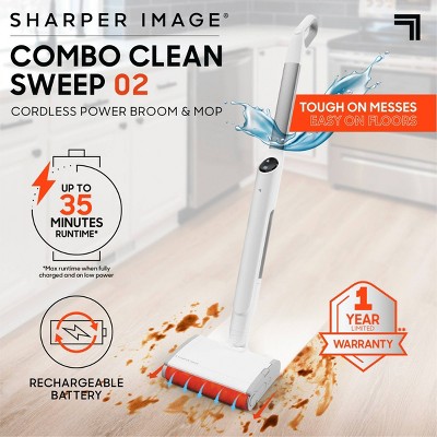 Sharper Image Combo Clean Sweep 02, Cordless Power Broom & Mop White (missing charge)