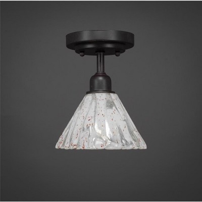 Toltec Lighting Vintage 1 - Light Flush Mount in  Dark Granite with 7" Italian Ice Shade