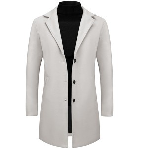 Lars Amadeus Men's Notched Lapel Single Breasted Formal Long Coat - 1 of 4
