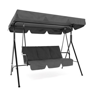 3 Person Patio Swing Chair with Adjustable Canopy – Outdoor Porch Swing for 3 Adults, 500lb Capacity (Gray) - 1 of 4