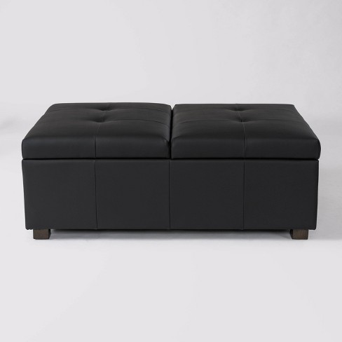 Black leather ottoman target online