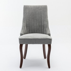 XINGHANZHENXUAN Black 2 Pcs Comfy Fabric Upholstered Dining Chairs with High Backrest, Triple Elastic Cushion & Curved Solid Wood Legs - 1 of 4