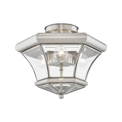 Monterey Brushed Nickel 3-Light LED Flush Mount with Clear Beveled Glass