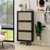 FONTOI 3 Door Shoe Rack with Metal Feet and Foot Pads, Freestanding Shoe Storage Cabinet for Entryway, Living Room, Porch, Black, 9.25"*48.98"*23.62" - 4 of 4