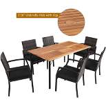 Costway 7PCS Patio Rattan Dining Chair Table Set with  Cushion Umbrella Hole Black