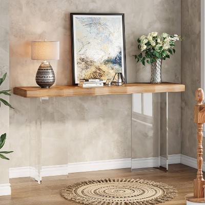Hommoo 47" Console Table with Acrylic Legs Brown