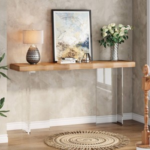 Hommoo 47" Console Table with Acrylic Legs Brown - 1 of 4