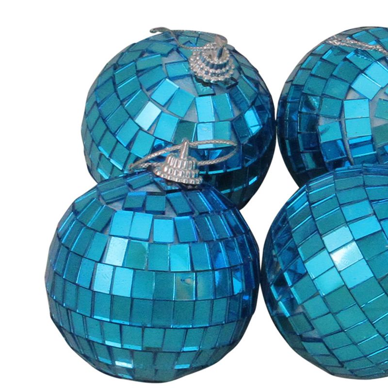 Northlight Pack of 6 Blue Mirrored Glass Disco Christmas Ball Ornaments 2.5" (60mm), 2 of 4