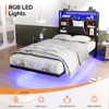 VINGLI Floating Bed Frame with LED Lights, Charging Station, Hidden Storage & Velvet Headboard. No Box Spring Needed, Easy Assembly - 4 of 4