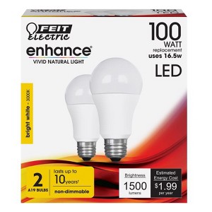 Feit Electric OM100 930CA10K 2 2pk 15W WW A19 LED Bulb