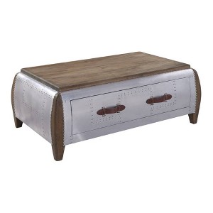 52" Brancaster Coffee Table Antique Oak - Acme Furniture: Rectangular Living Room Table with Tapered Legs & Drawer Storage - 1 of 4