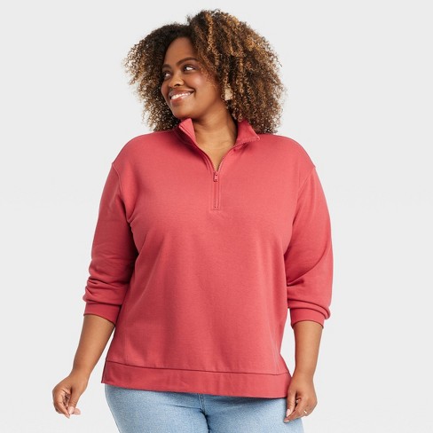 Plus size quarter zip sweatshirt deals