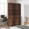 vidaXL Partition Screen 4 Panels Paulownia Wood Dark Brown - 3 of 4