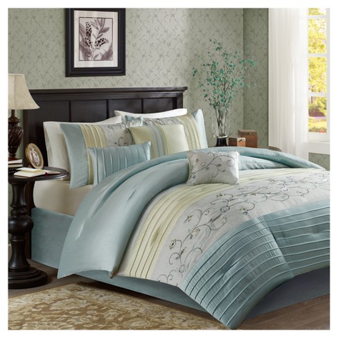 Aqua Moroe Embroidered Comforter Set, Target King Size Bed Set