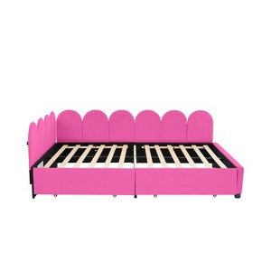 Bellemave Full Size Upholstered Daybed with 2 Storage Drawers, Velvet L-Shape daybed, upholstered daybed for Bedroom Living Room,Rose Red - 1 of 3