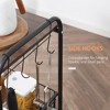 VYNXARIA 3 Tier Rolling Kitchen Cart, Kitchen Island Cart on Wheels with Sliding Fruit Basket, Microwave Cart with Side Hooks for Dining Room, Walnut - 3 of 4
