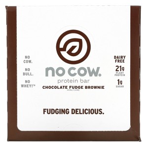 No Cow Protein Bar, Chocolate Fudge Brownie, 12 Bars, 2.12 oz (60 g) Each - 1 of 3