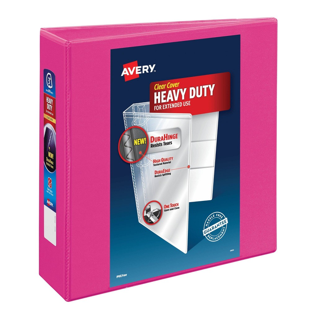 Avery Heavy Duty View 3 Ring Binder  3  One Touch EZD Ring  Holds 670-Sheets 8.5  x 11  Paper  1 Pink Binder (79484)