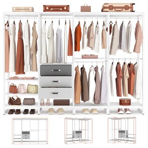 Aheaplus 74'' Clothing Rack with Wood Drawers, Heavy Duty Garment Rack with Shelves, Large Corner L-Shaped Closet Organizer with Hanging Rods - 1 of 4