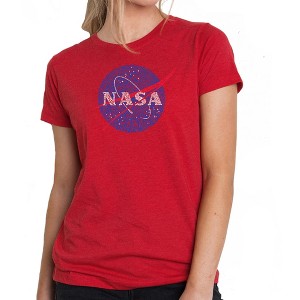 LA Pop Art Women's Premium Blend Word Art T-shirt - NASA's Most Notable Missions - 1 of 4