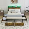 Whizmax Bed Frame with LED Lights Headboard and 6 Drawers, Metal Platform Bed with Outlets and USB Ports, Easy Assembly, Brown - 3 of 4