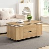 Okak Modern Functional Lift-Top Coffee Table with Hidden Storage & Stools,Fashionable Center Table Set for Living Room,Office - 2 of 4