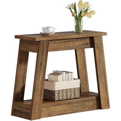 Tribesigns Wood End Table, Small Side Table with 2 Storage Shelves