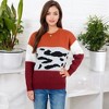 Anna-Kaci Women's Animal Print Color Block Sweater - 4 of 4