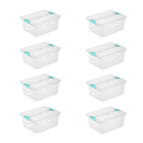 Sterilite 70 Qt Clear Plastic Stackable Storage Bin w/ White Latch
