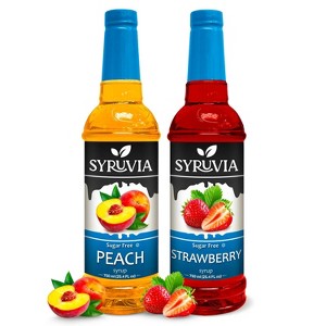 Syruvia Sugar Free Coffee Flavors Variety Pack: Peach & Strawberry 25.4 fl oz Syrup - 1 of 4