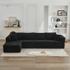 137.8" Corduroy Upholstery L-Shaped Cloud Modular Sectional Sofa with Left Chaise and Pillows, All-Foam Compression Design - 3 of 4
