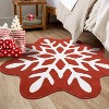 4x4 Christmas Rug, Washable Low Pile Non-Slip Soft Carpet for Living Room Bedroom Dining Room Classroom Office Nursery, Red Snow Pattern - 3 of 4