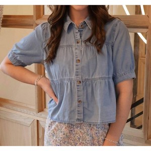 Women's Denim Doll Top - WISHLIST - 1 of 3