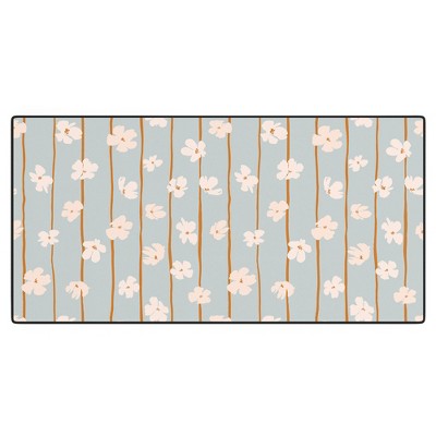 marufemia Peach flowers on green and orange Desk Mat