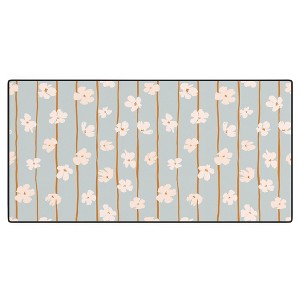 marufemia Peach flowers on green and orange Desk Mat - 1 of 4