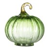 NAYSAYE Set of 4 Glass Green Pumpkins Ornament Holiday Decor for Fall Harvest Festival Thanksgiving Tabletop Display, Green, 14"*12"*8" - 4 of 4