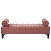 KWPZQEB Upholstered Bench for Bedroom End of Bed, Velvet Padded Bench with 2 Pillows & Solid Wood Legs, Comfy Ottoman for Living Room, Entryway - 2 of 4